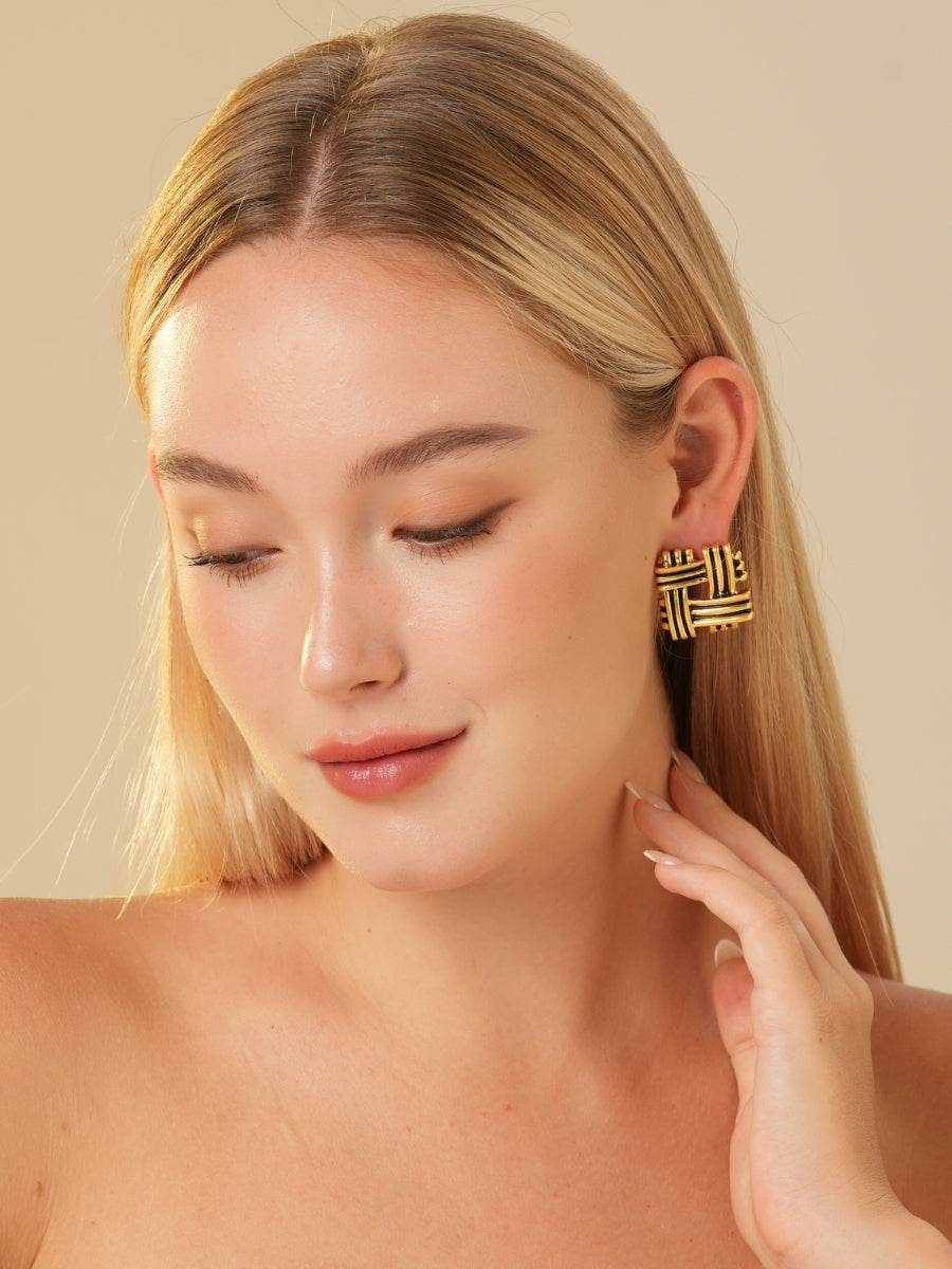 Everley Twist Gold Plated Stud Earrings