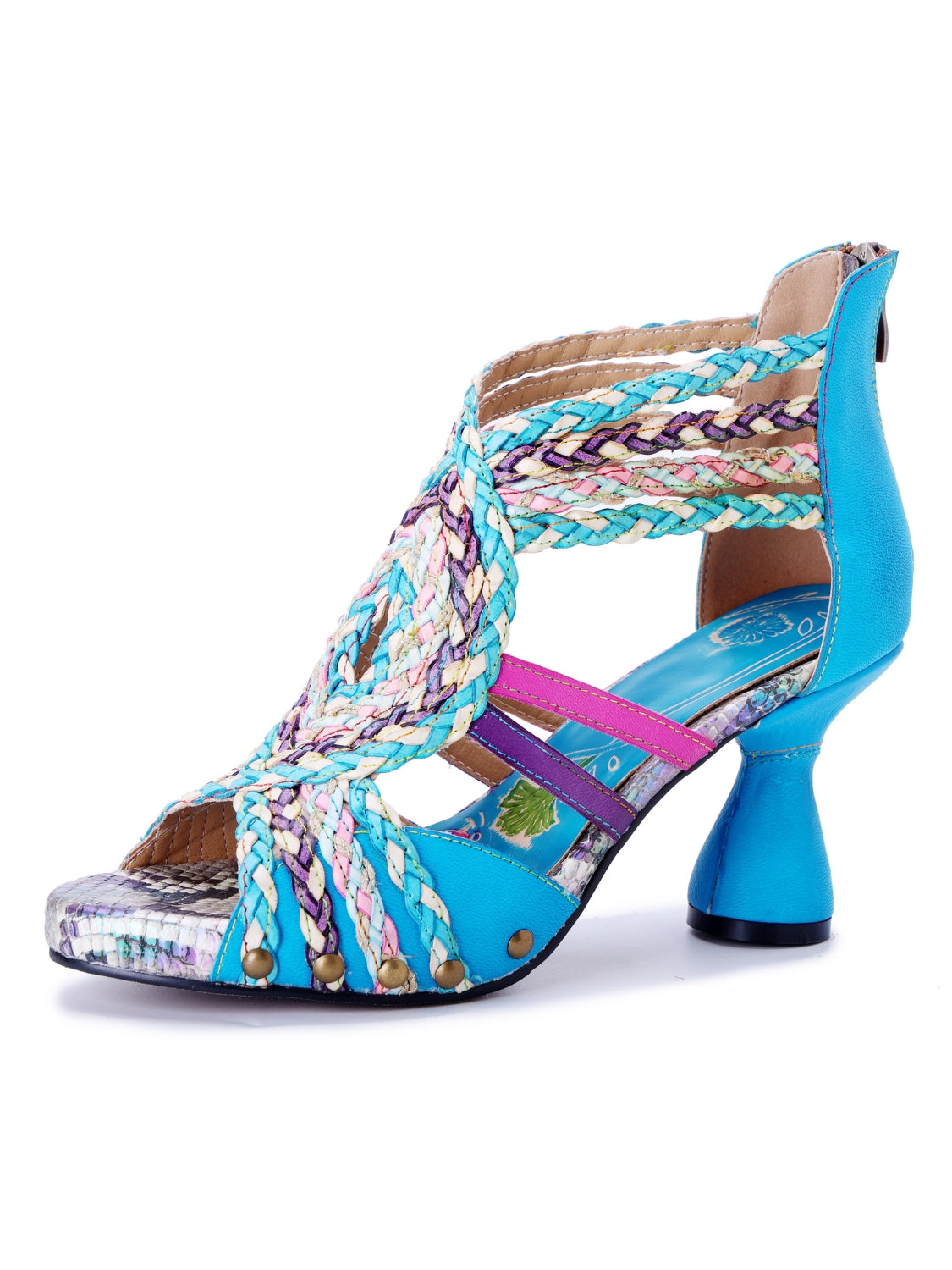 Soffia | Carrington Woven Upper Leather Studded Sandals