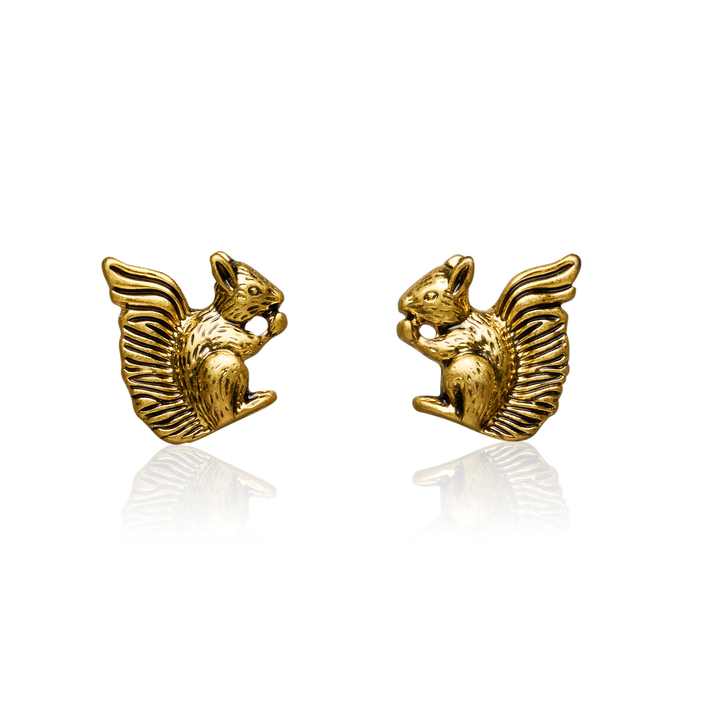 Squirrel Gold Plated Stud Earrings