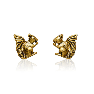 Squirrel Gold Plated Stud Earrings