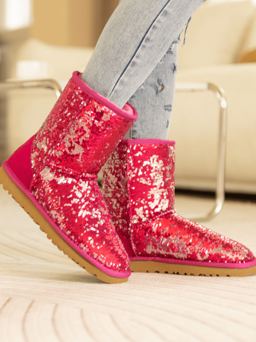 Smaibulun Ugg Dallas Glam Sequin Shearling Boots Rose Pink