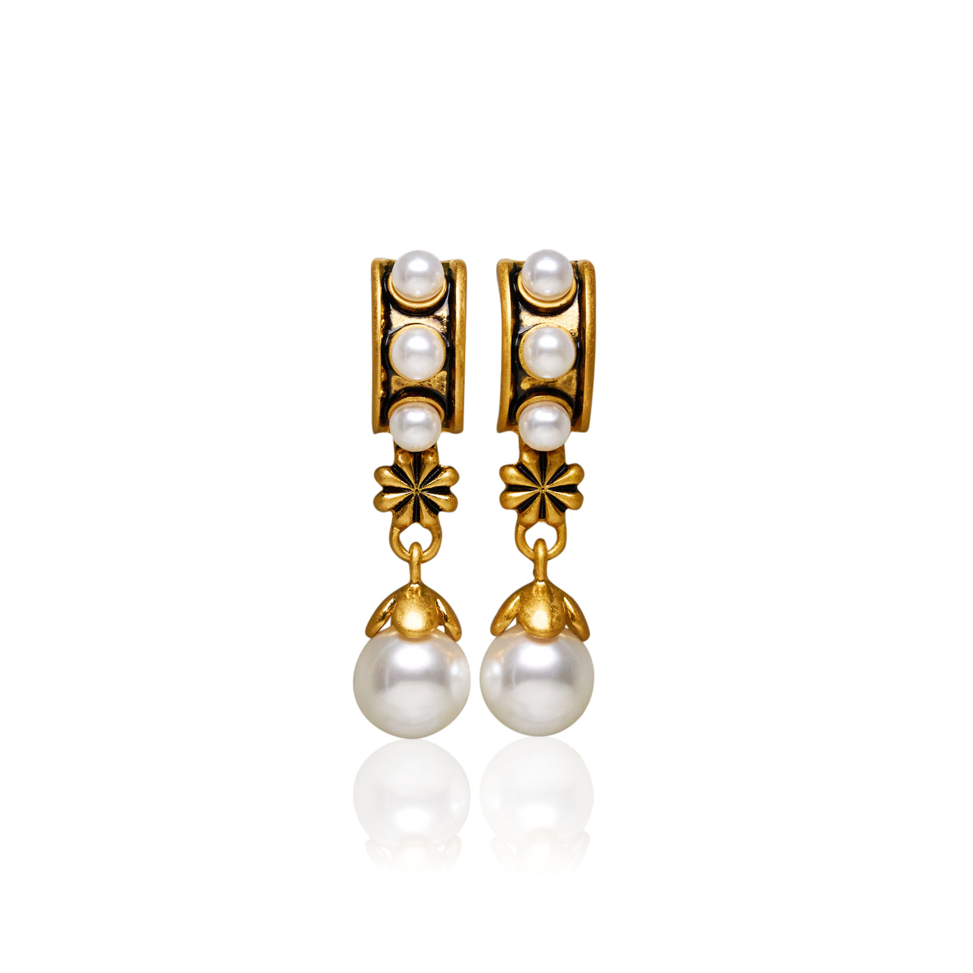 Raena Glaze Pearl Gold Plated Drop Earrings