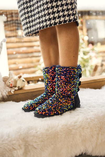 Smaibulun Ugg | Haute Holidays Sequin Glam Shearling Boots - multi