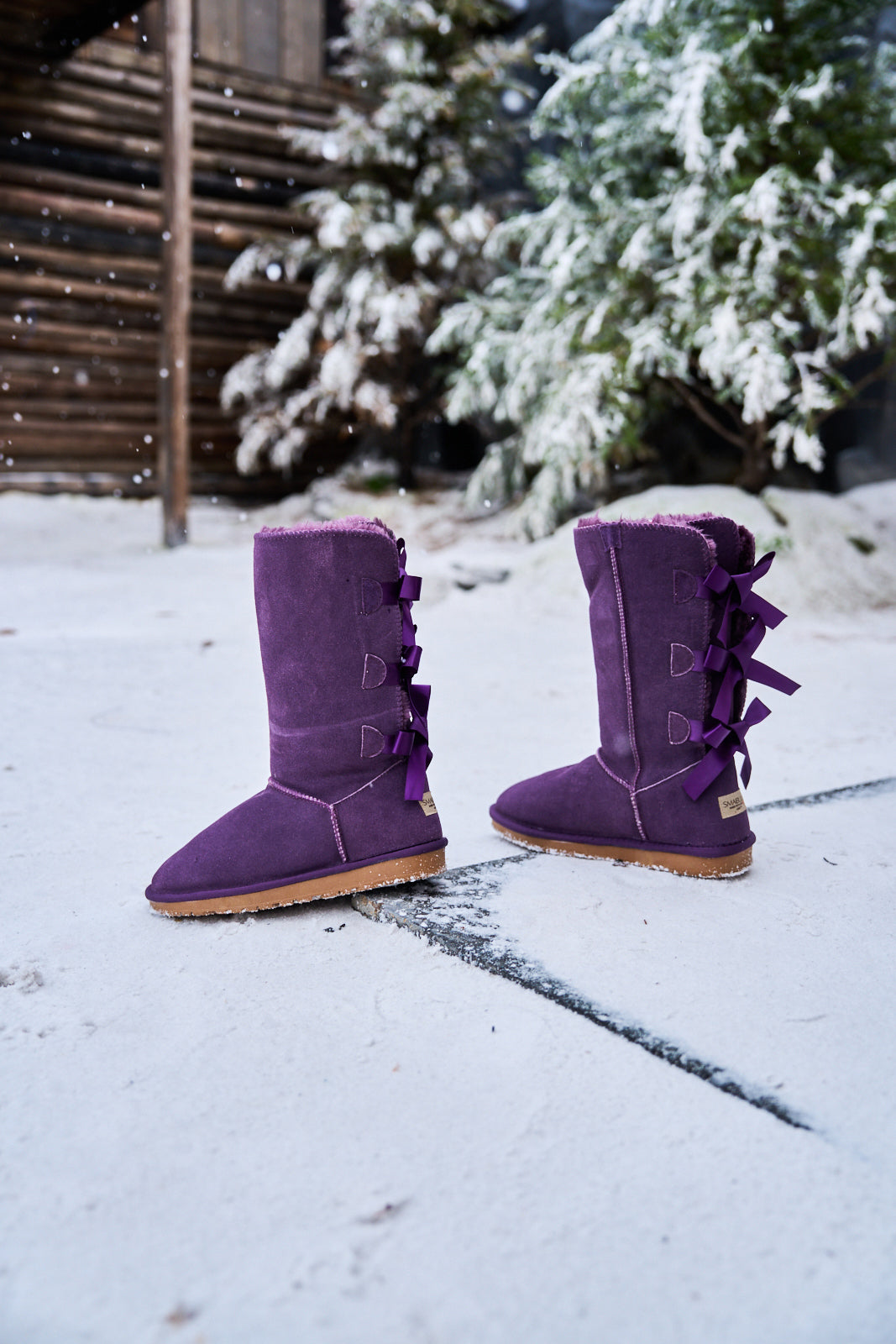 SMAIBULUN Ugg | Tri Ribbon Bow Suede Boots - Purple