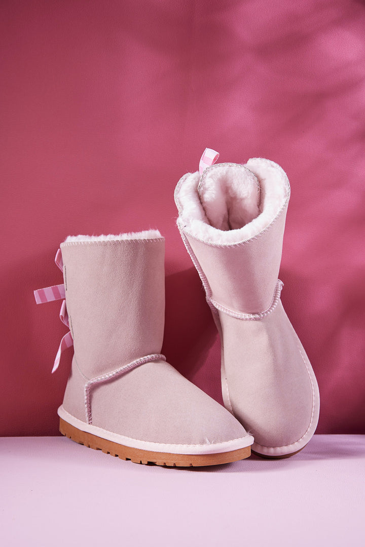 Shop Serenity Ribbon Bow Boots Pink for Women – SMAIBULUN