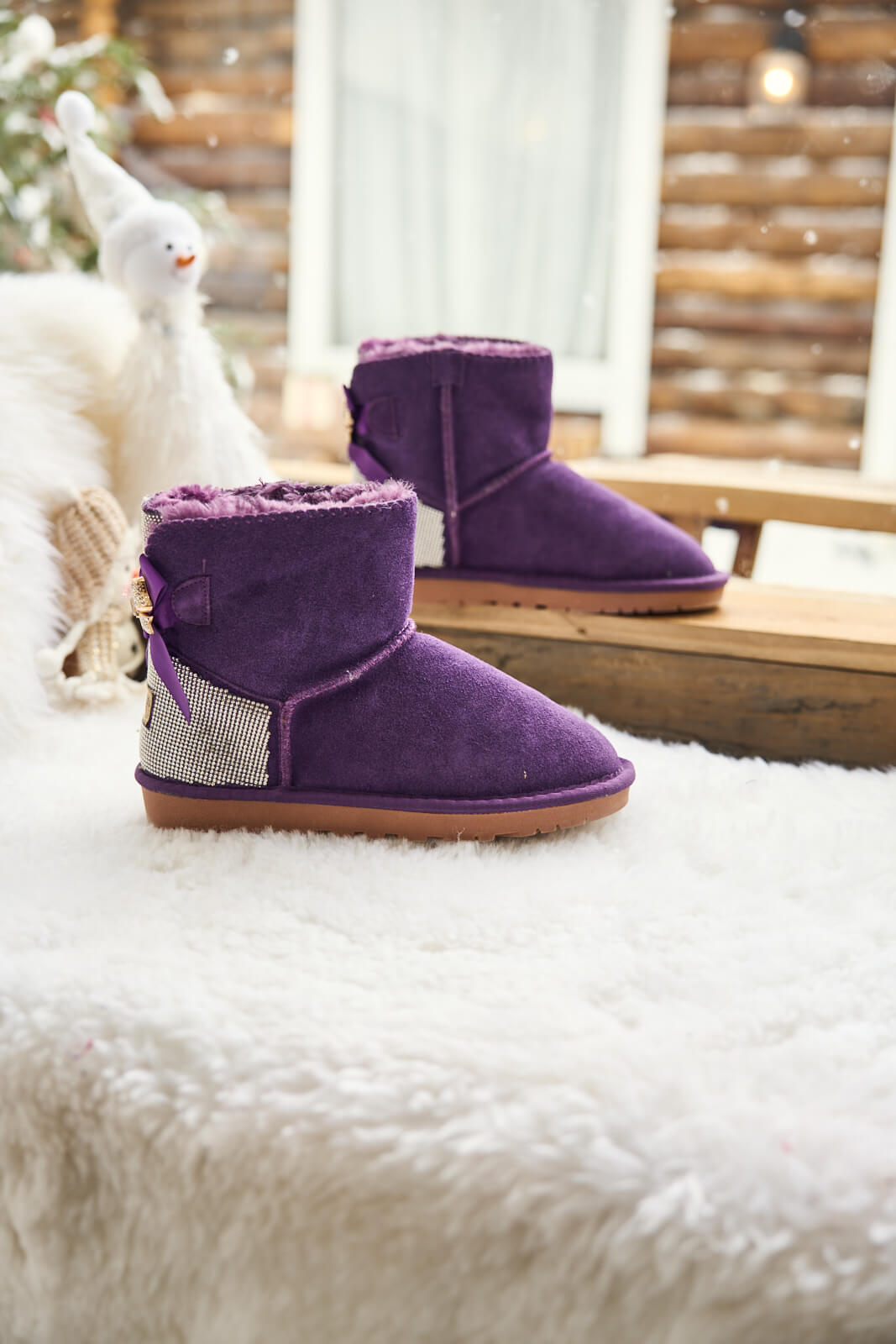 SMAIBULUN Ugg | Rhinestone Bailey Bow Sequin Ugg Boots - Purple