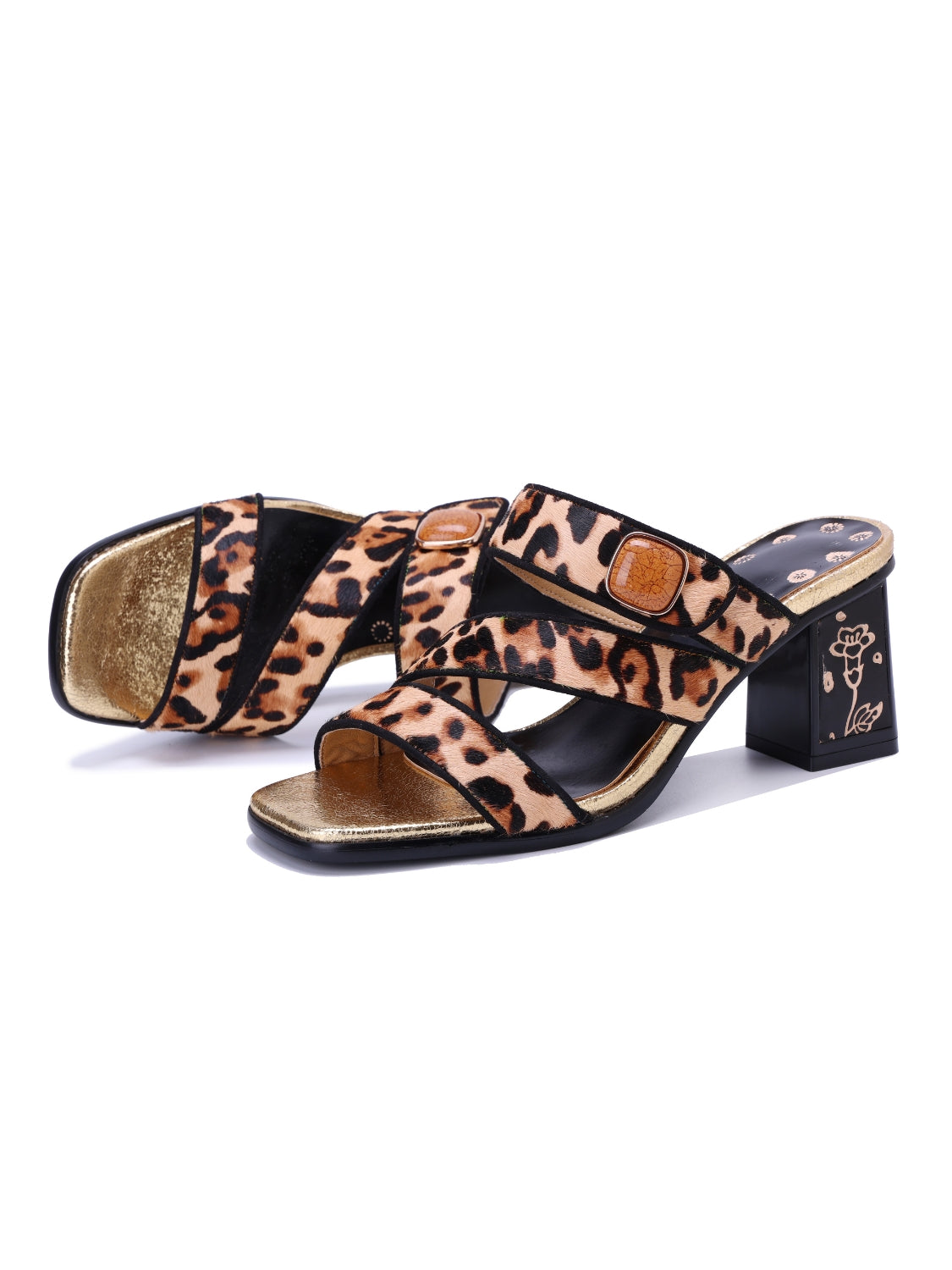 Soffia | Gabrella Leopard Leather Slides