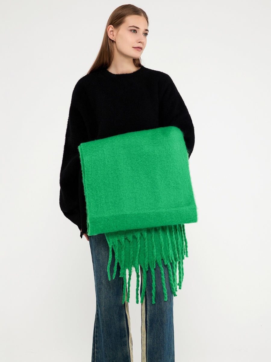 Catalog Tassel Blanket Scarf - Green