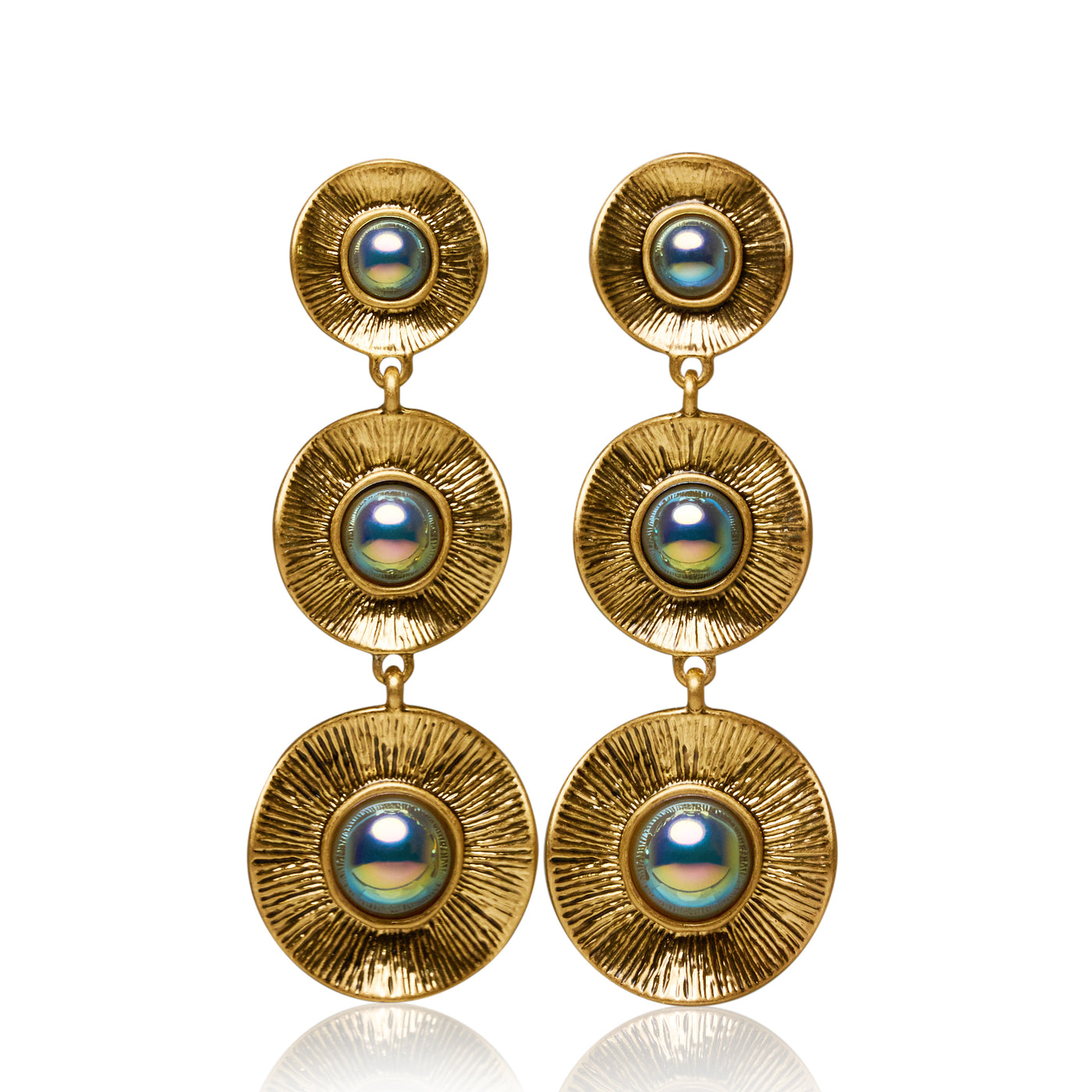 Night Glow Pearl Gold Plated Drop Earrings