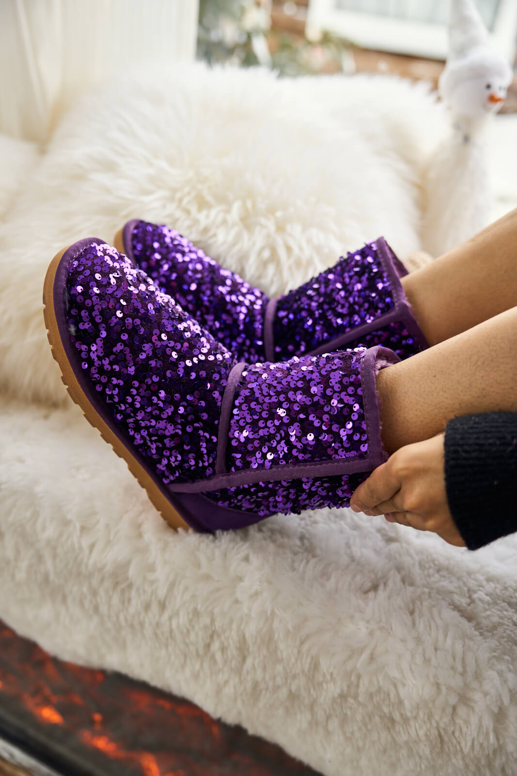 Smaibulun Ugg | Dallas Glam Sequin Shearling Boots - violet