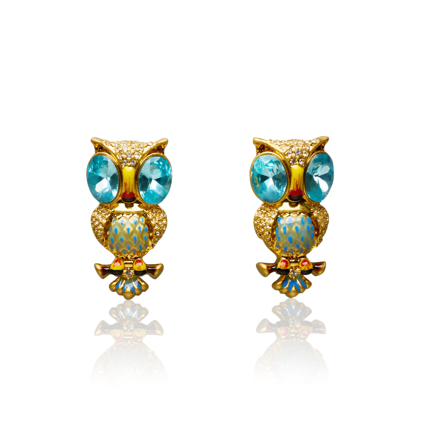 Night Owl Rhinestone Embellished Stud Earrings