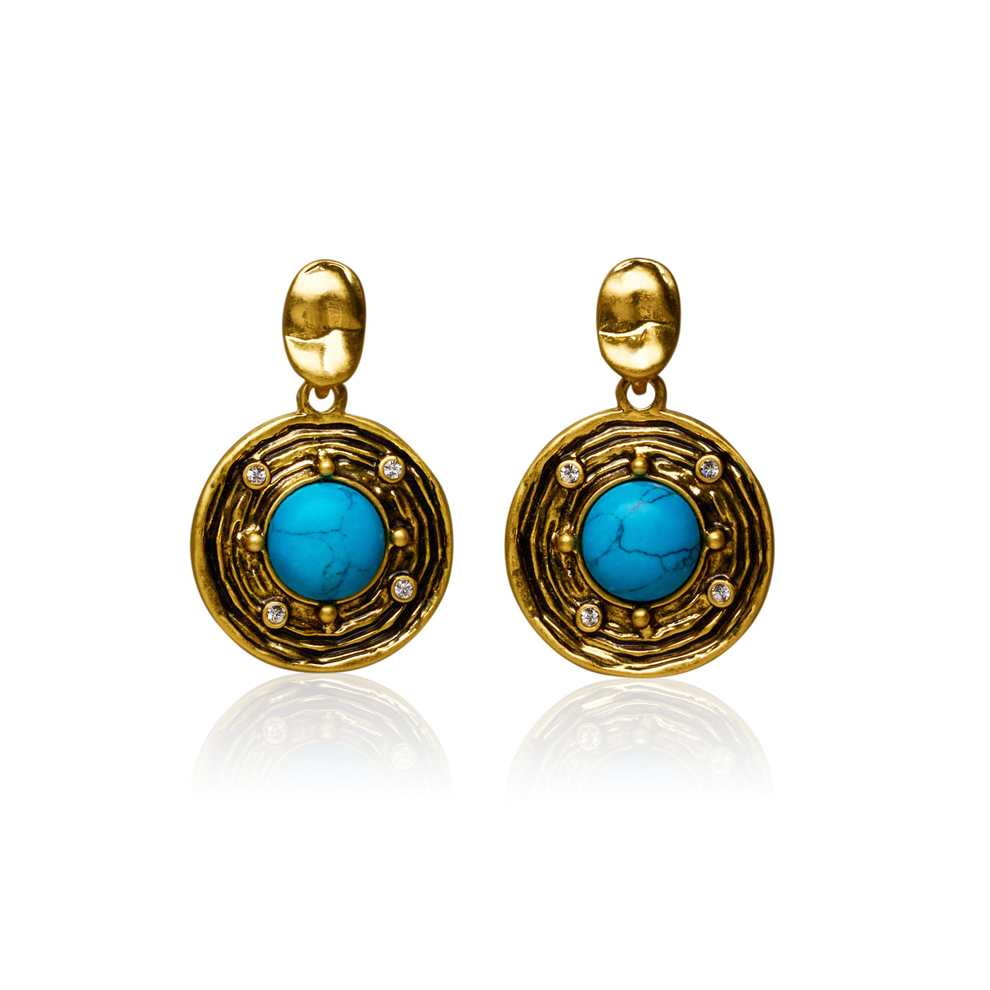 Pierre Turquoise Gold Plated Earrings