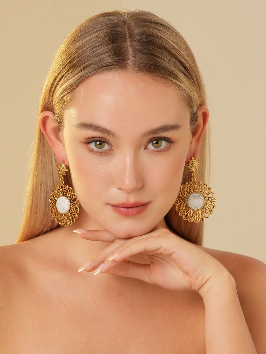 Palmira Gemstone Gold Plated Drop Earrings