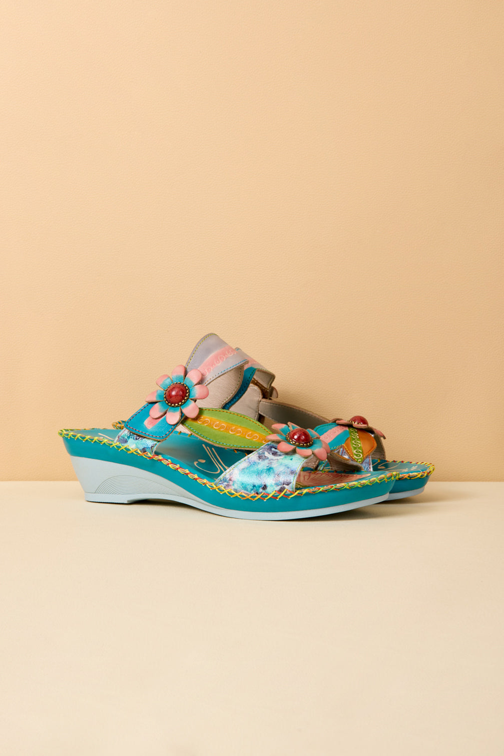 Soffia | Vaughn Floral Applique Leather Sandals