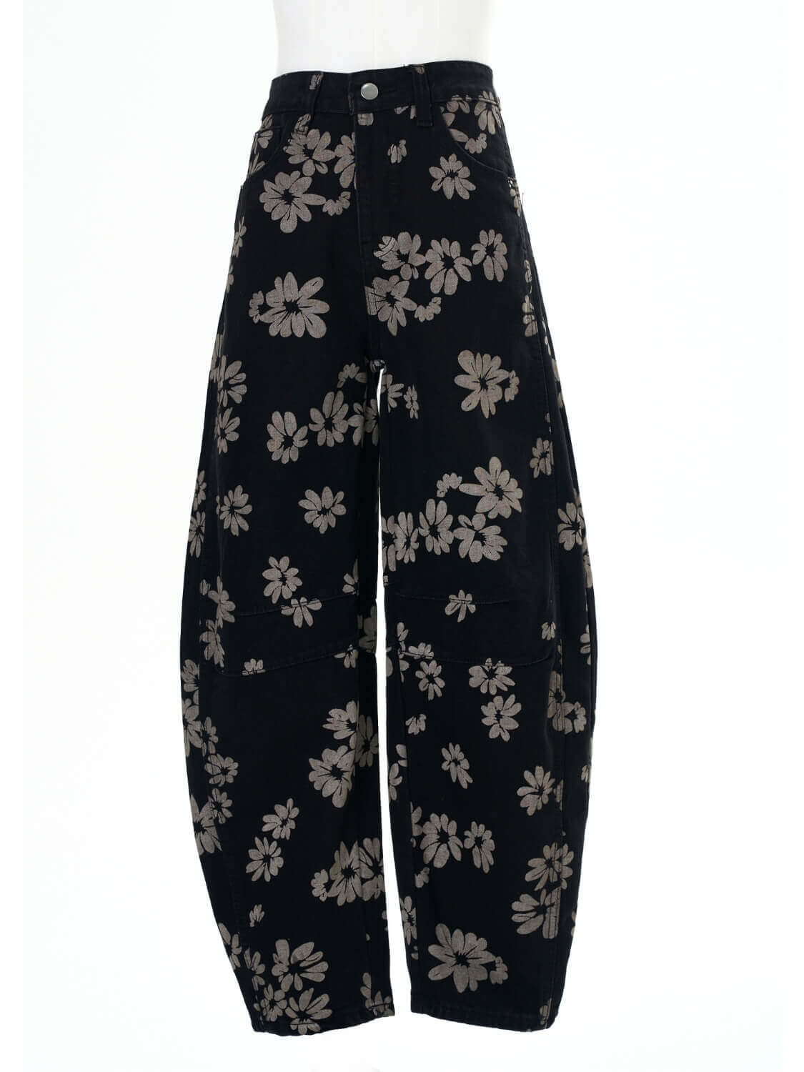 Classic Mid Waisted Barrel Jeans - black