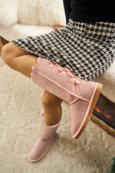 SMAIBULUN Ugg | Swifties Diamond Stage Ribbon Bows Suede Boots - pink