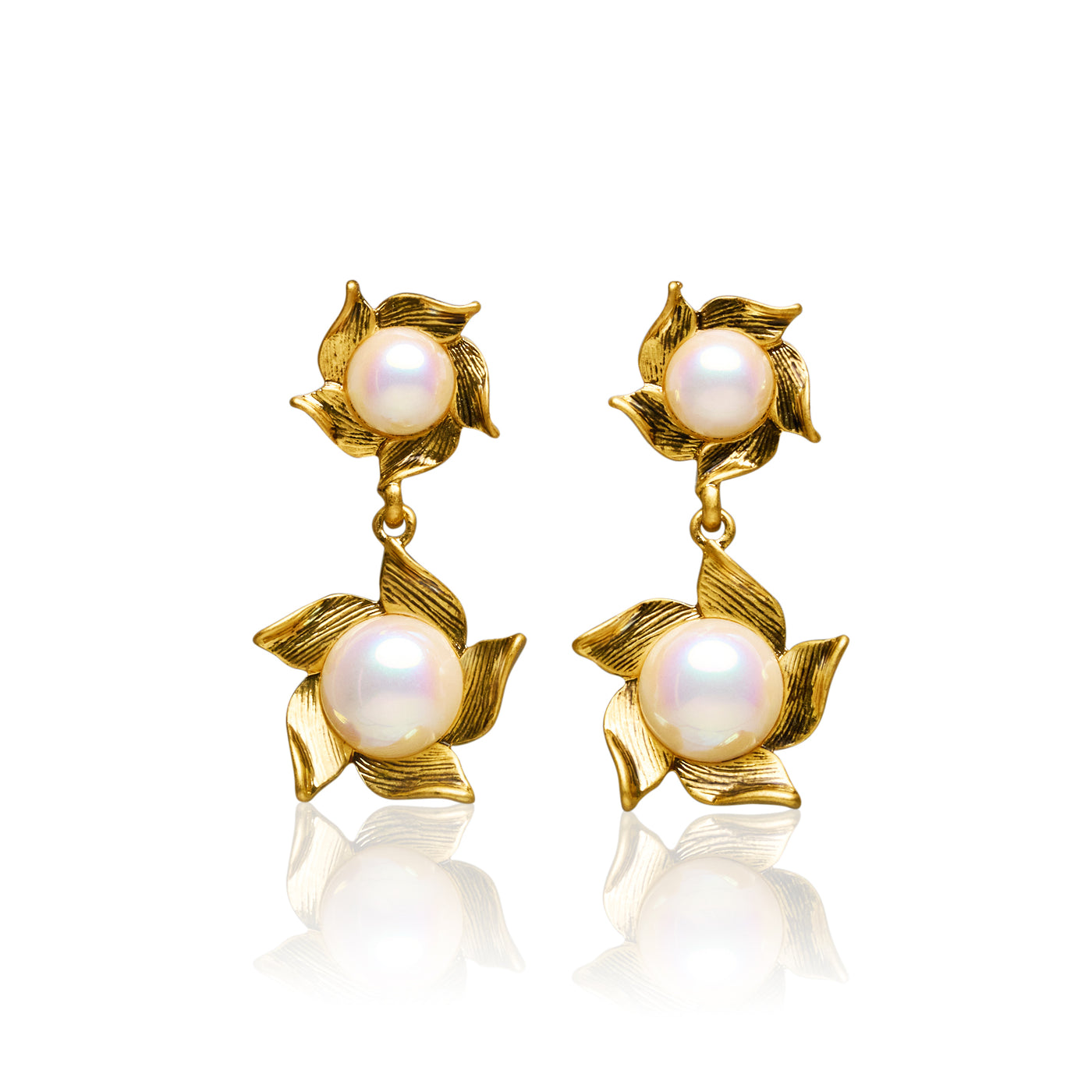 Mabe Pearl Twins Gold Plated Drop Earrings