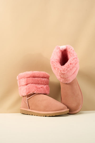 SMAIBULUN Ugg | Adelene Sherpa Woolen Boots - Pink