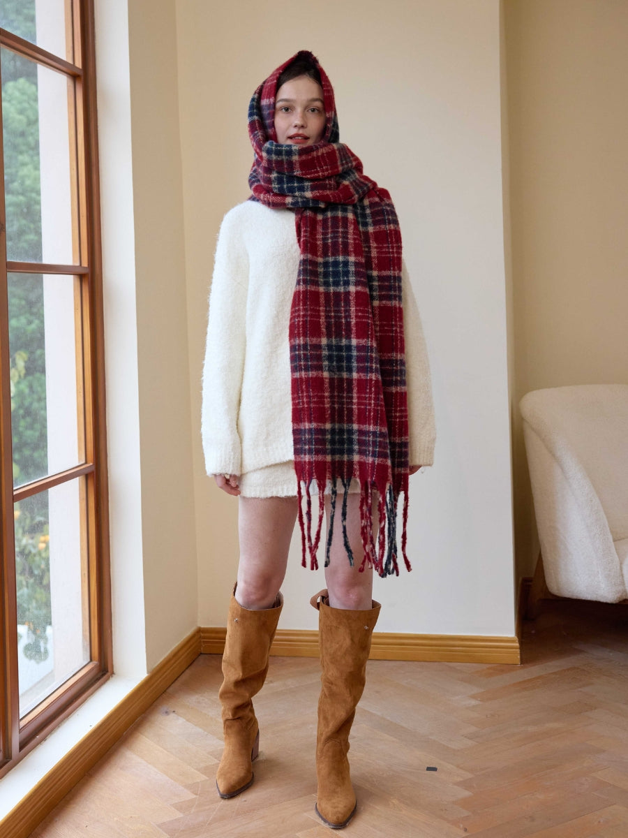 Reema Plaid Tassel Blanket Scarf