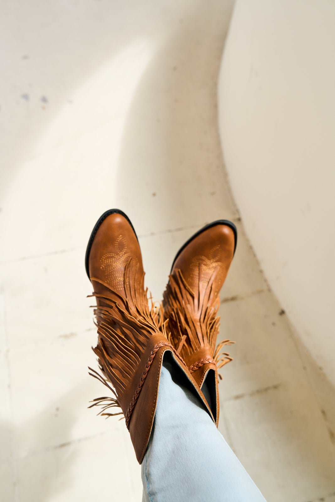 En Bloom | Jelena Fringe Western Cowboy Boots - Brown