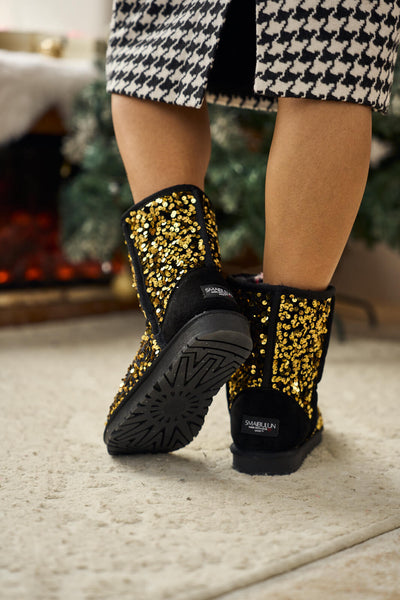 Smaibulun Ugg | Dallas Glam Sequin Shearling Boots - Gold