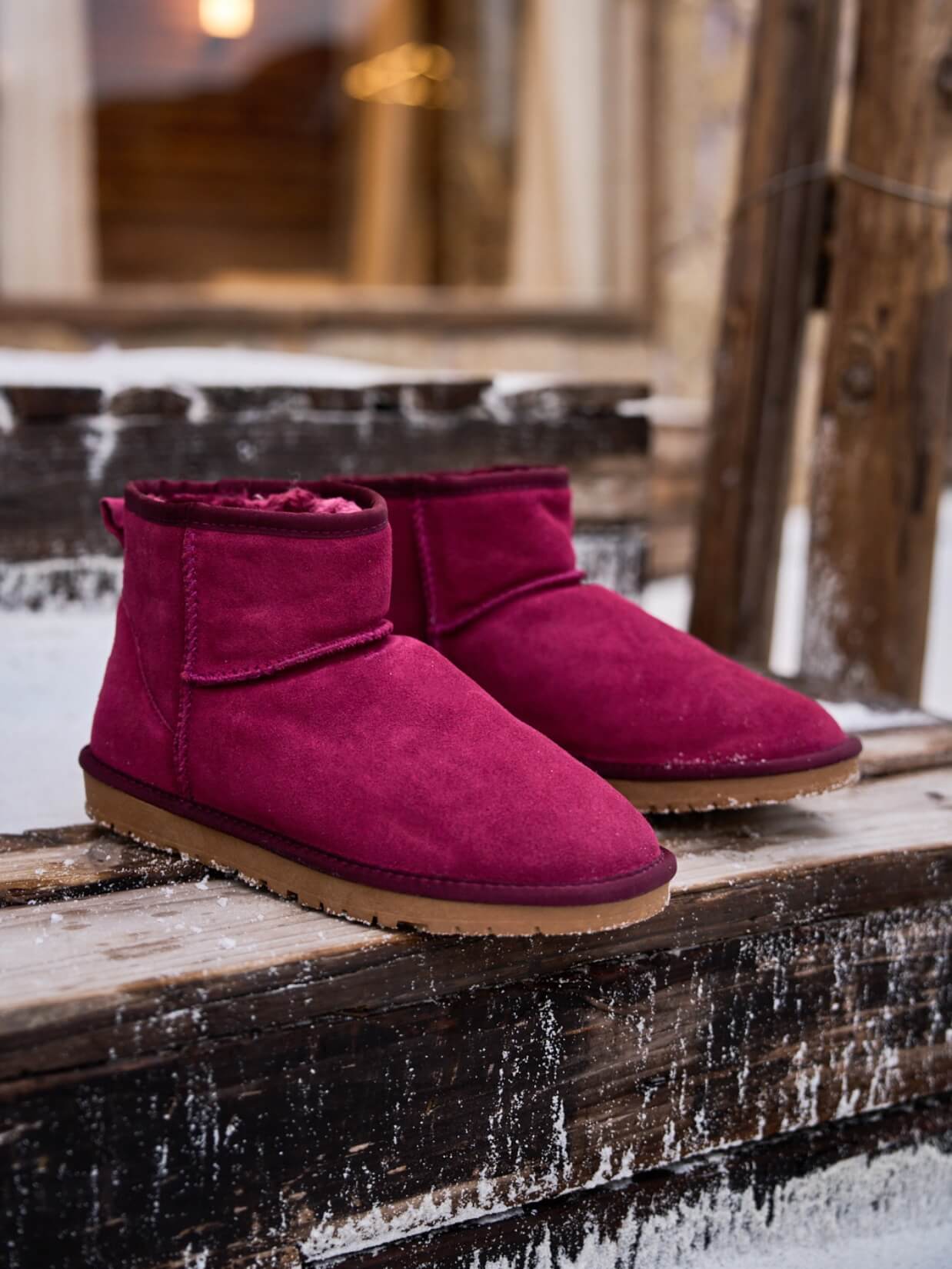 SMAIBULUN Ugg | Faux Fur-Lined Classic Short Ugg Boots - claret