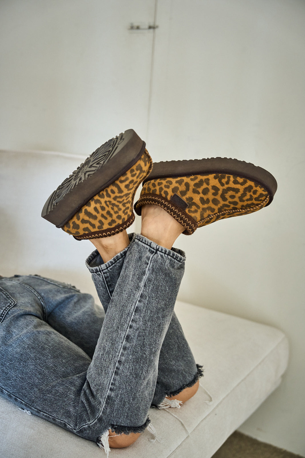 Smaibulun Ugg | Tassie X Tasman Platform Slipper Boot - cheetah