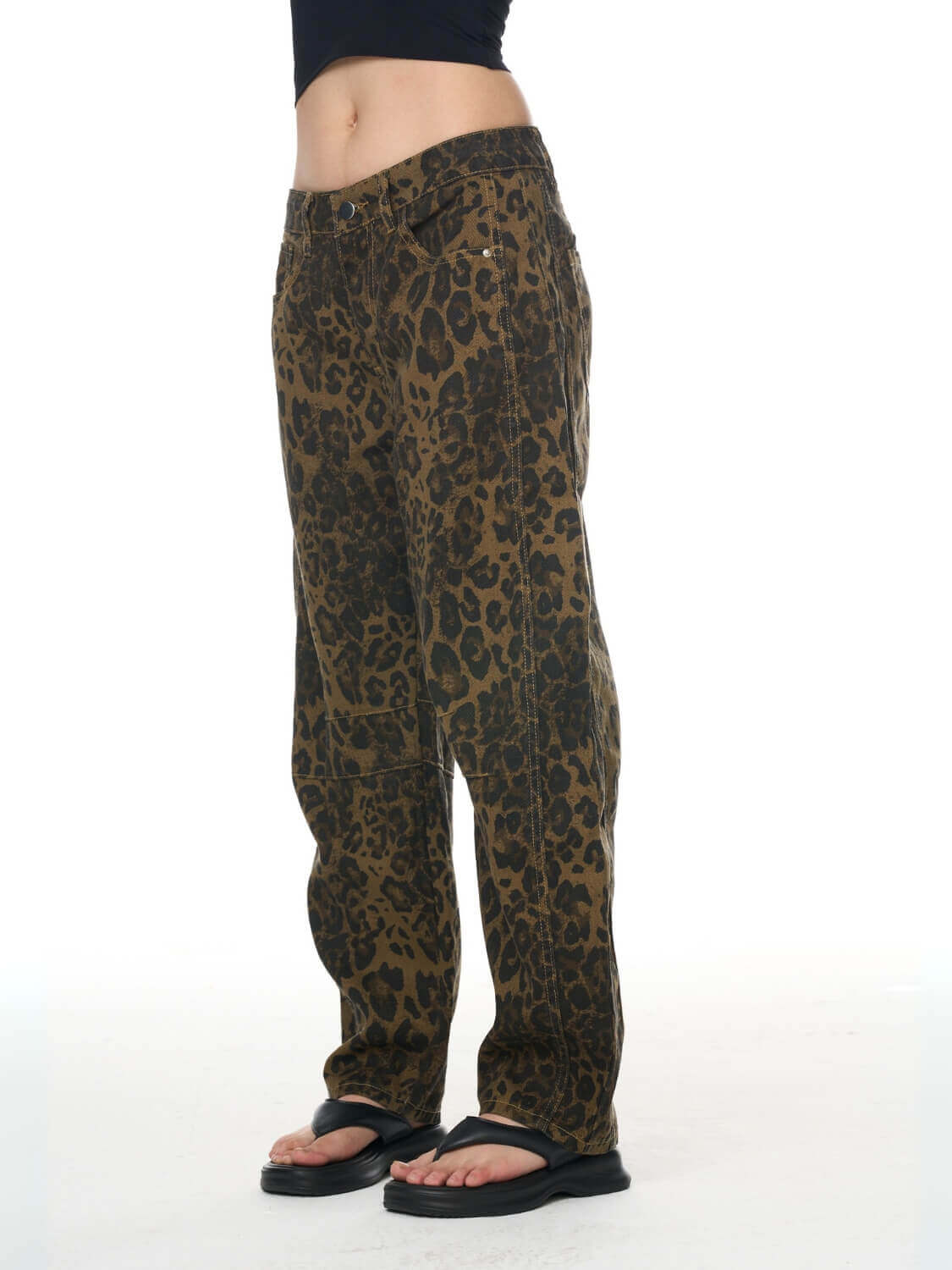 Free Cove Mid Rise Barrel Jeans - cheetah
