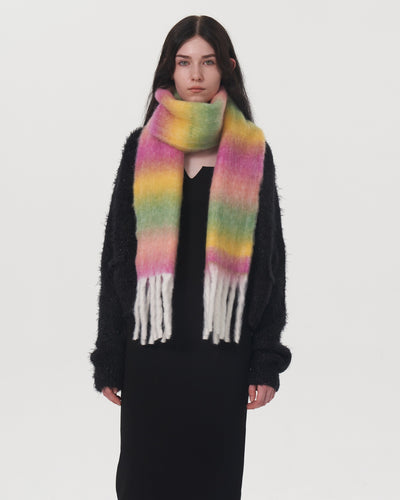 Mohair Gradient Wool Blend Tassel Blanket Scarf - Purple