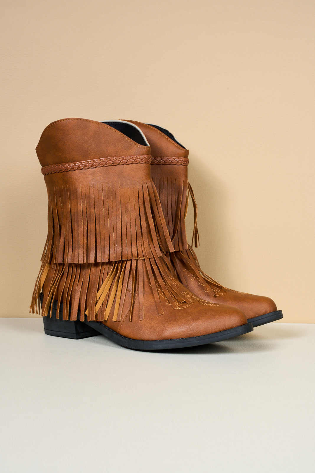 En Bloom | Jelena Fringe Western Cowboy Boots - Brown