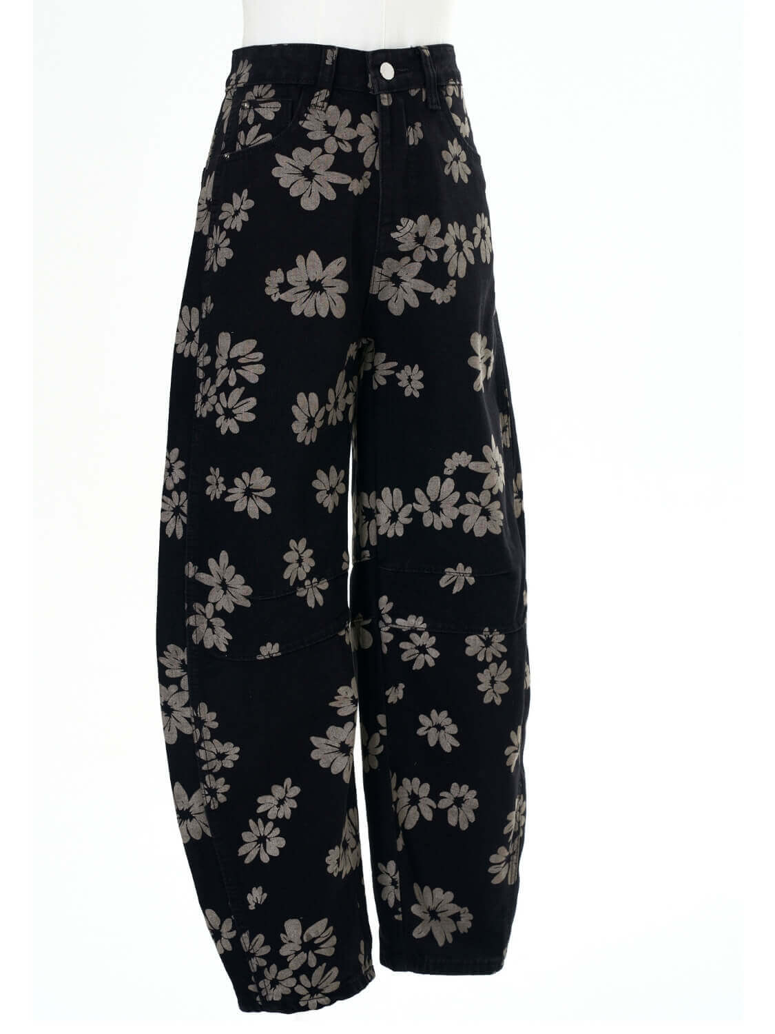 Classic Mid Waisted Barrel Jeans - black
