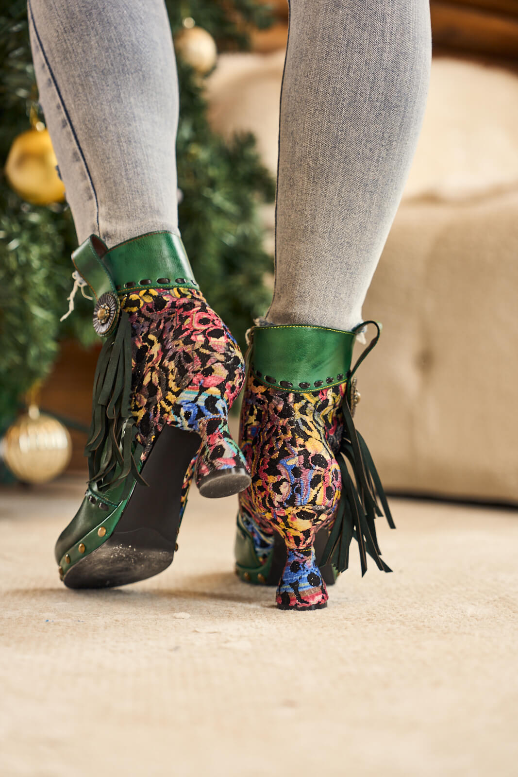 Soffia | Christmas Ocean Breeze Tassel Leather Ankle Boots