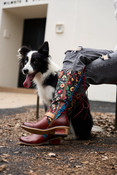 Soffia | Field Dreams Floral Jacquard Leather Knee-High Boots