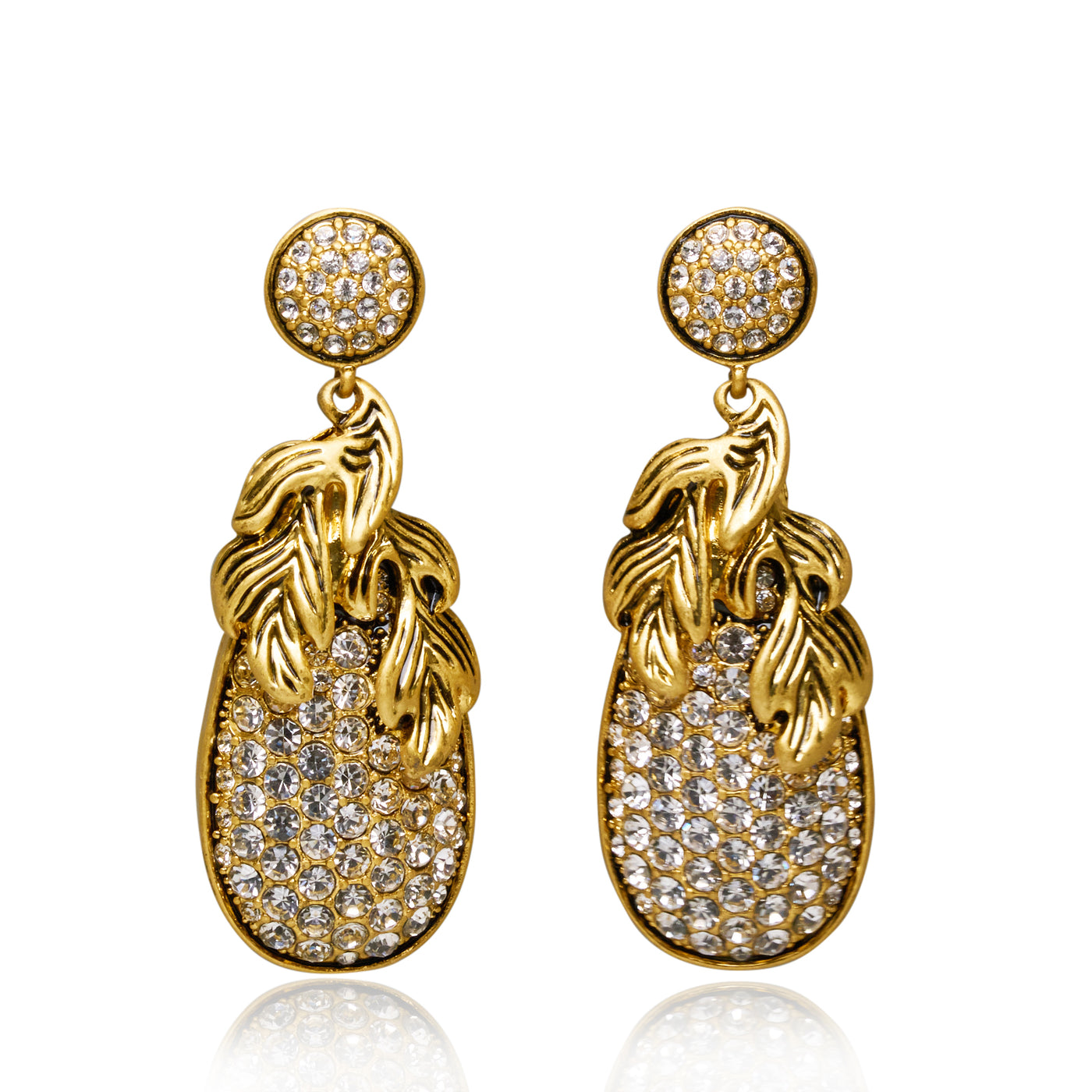 Shimmer Pineapple Gold Plated Rhinestone Earrings