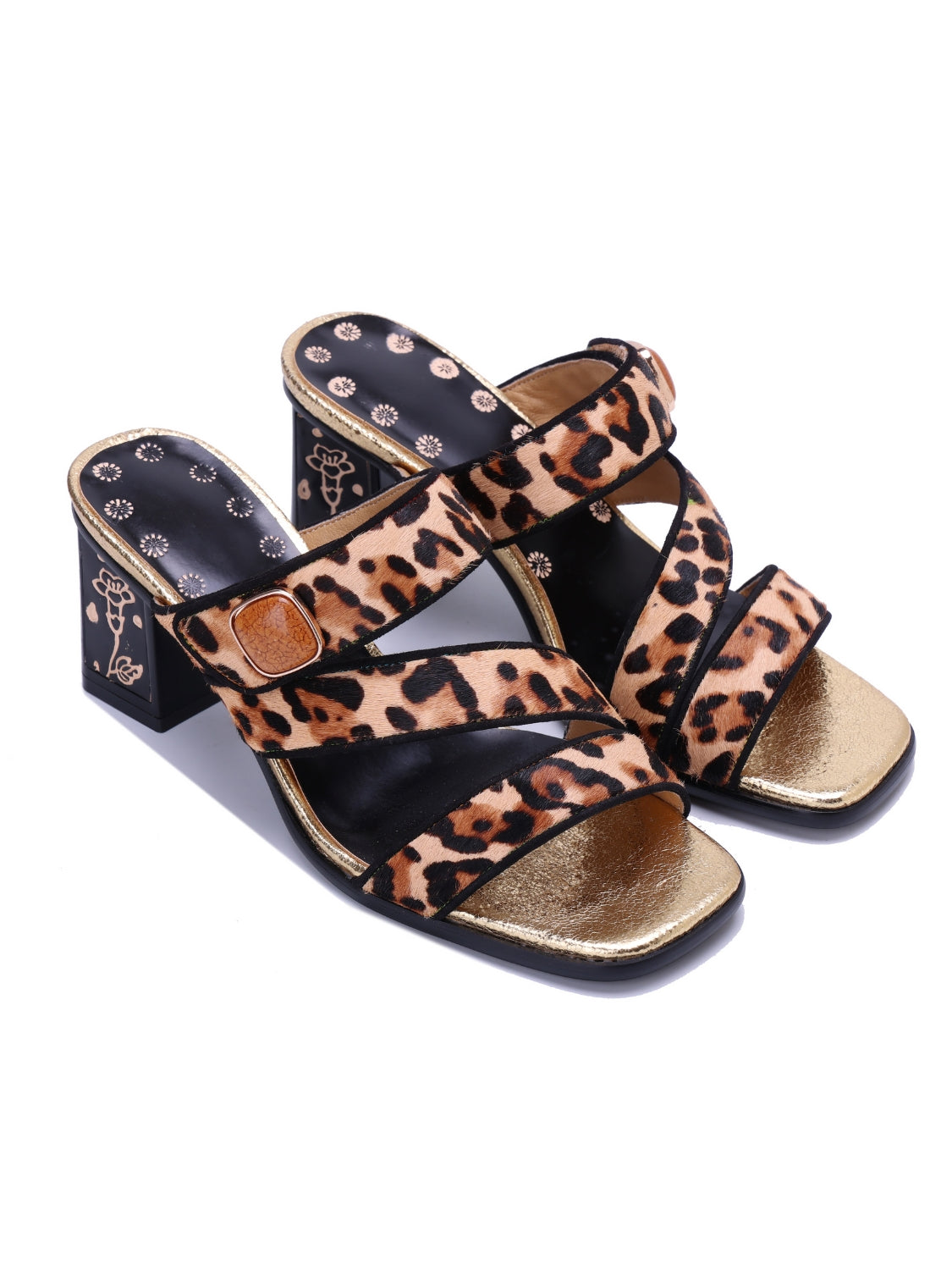 Soffia | Gabrella Leopard Leather Slides