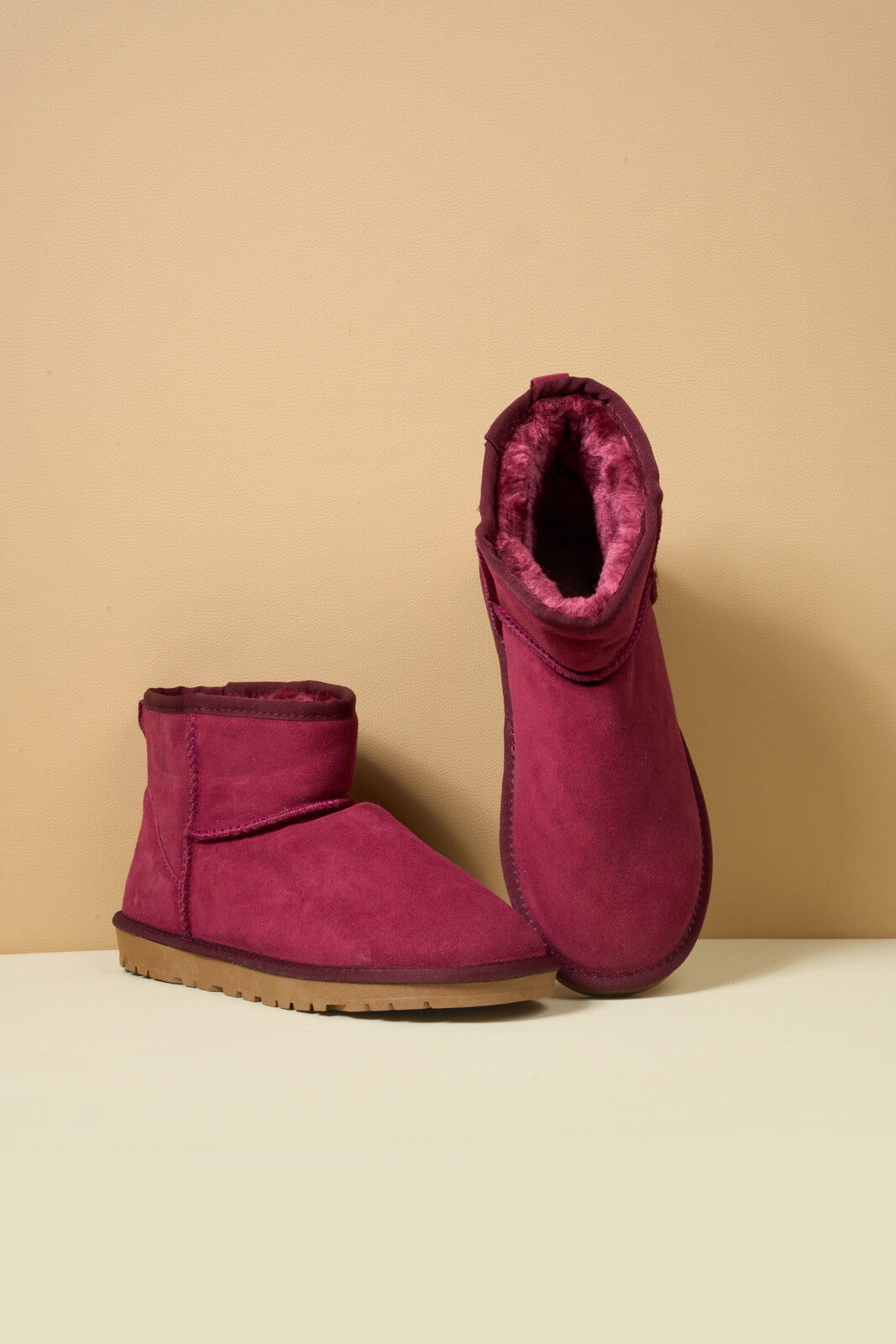 SMAIBULUN Ugg | Faux Fur-Lined Classic Short Ugg Boots - claret