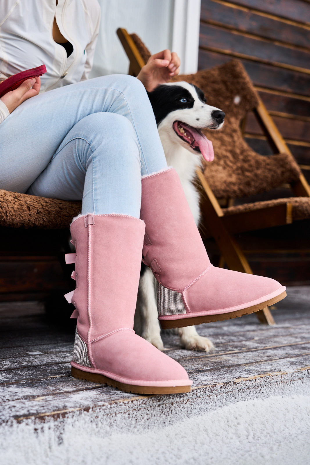 ugg handschuhe bow SMAIBULUN Ugg | Rhinestone Ribbon Tri-Tie Bow Suede Boots
