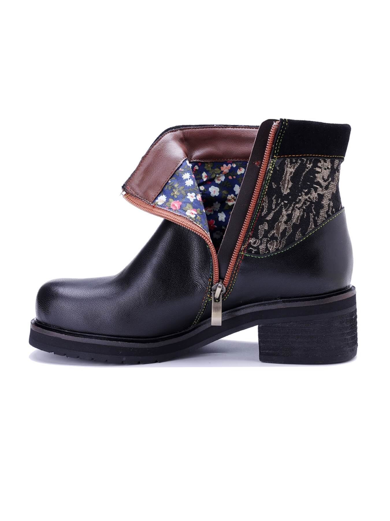 Soffia | Maxxie Leather Embroidered Ankle Bootie