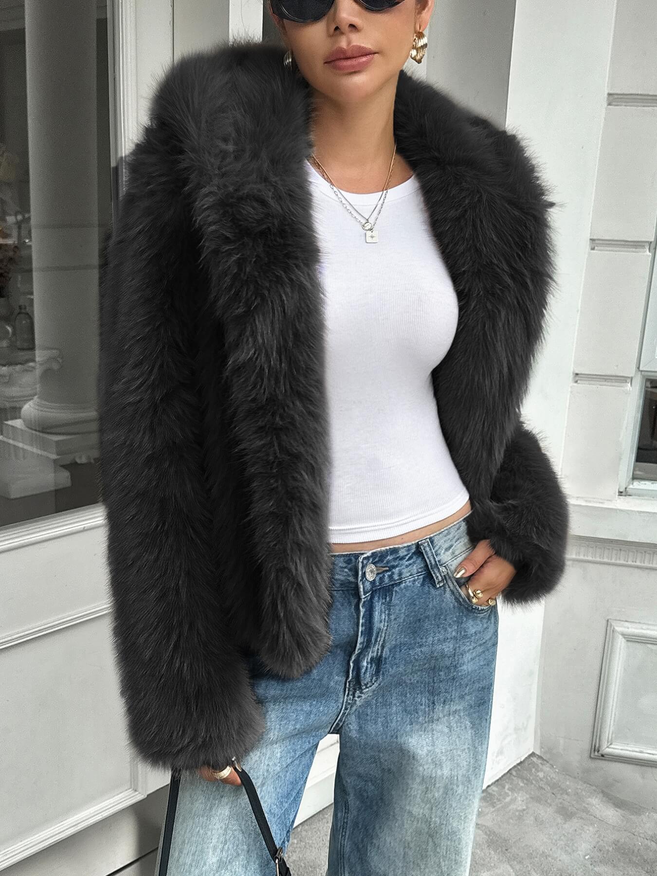 Bradlee Boucle Faux Fur Hoody Jacket - black