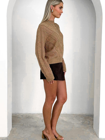 Natalee Pop Perforated Knit Sweater