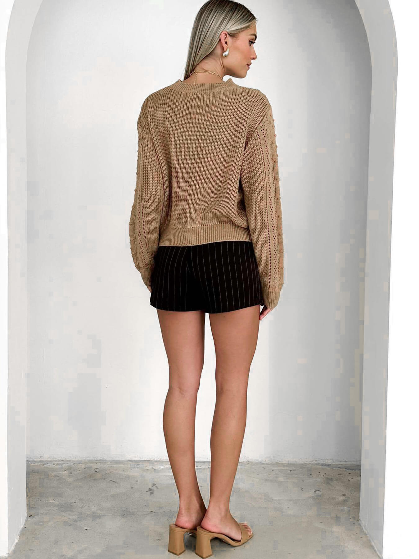 Natalee Pop Perforated Knit Sweater