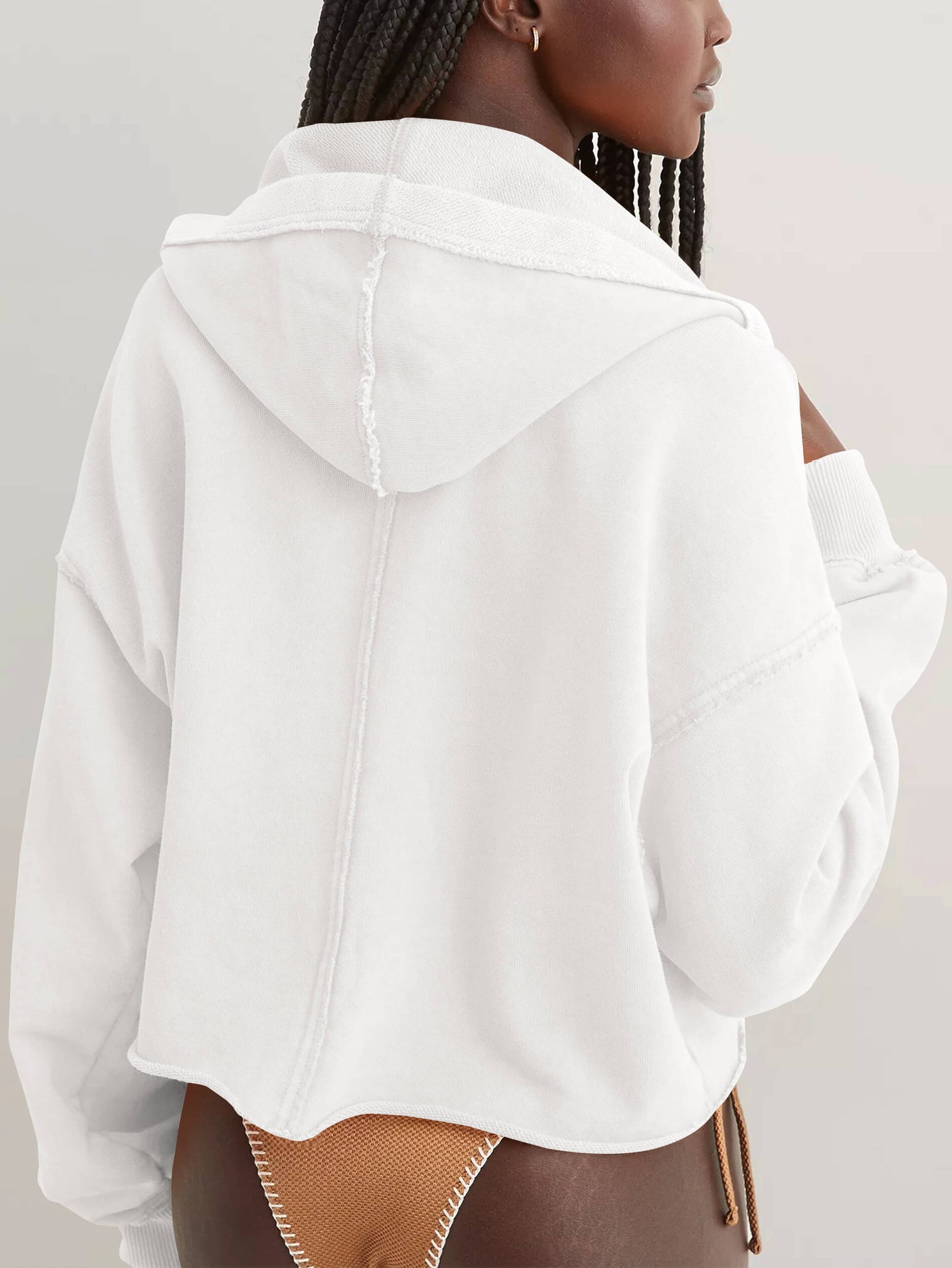 Chill Vibes Crop Hoodie Sweater - White