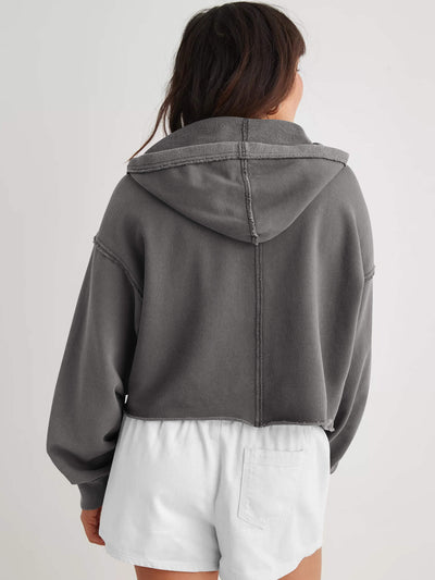 Chill Vibes Crop Hoodie Sweater - Grey