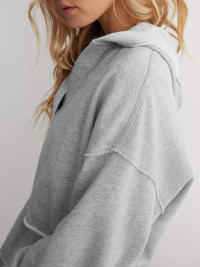 Chill Vibes Crop Hoodie Sweater - Ash