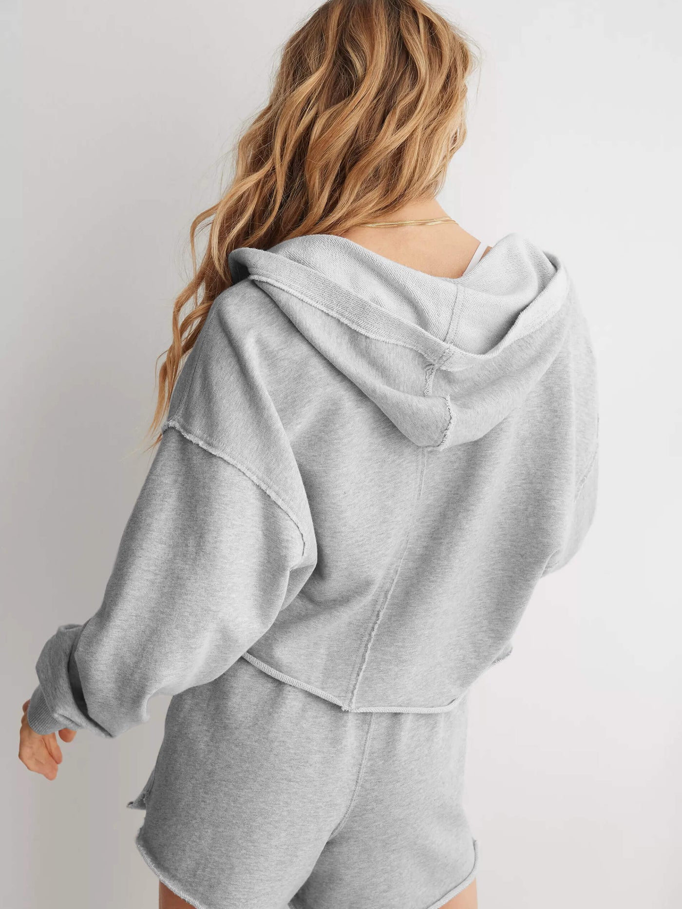 Chill Vibes Crop Hoodie Sweater - Ash