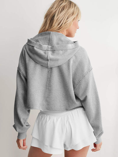 Chill Vibes Crop Hoodie Sweater - Ash