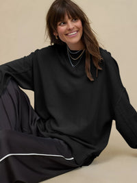 Hamptons Cotton Blend Pullover Sweater - Black