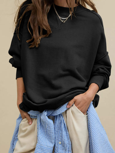 Hamptons Cotton Blend Pullover Sweater - Black