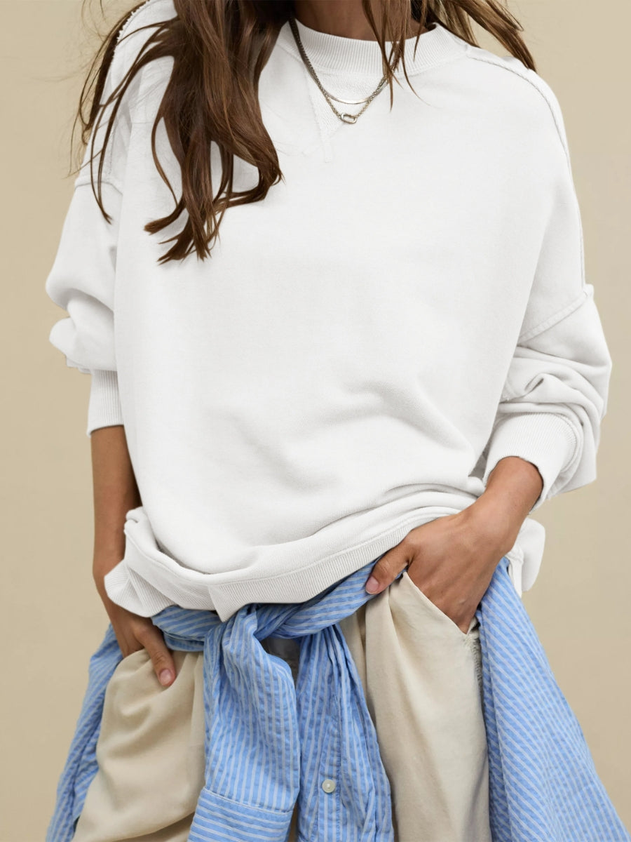 Hamptons Cotton Blend Pullover Sweater - White