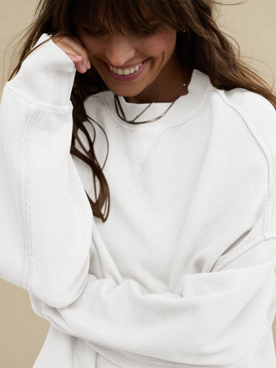 Hamptons Cotton Blend Pullover Sweater - White